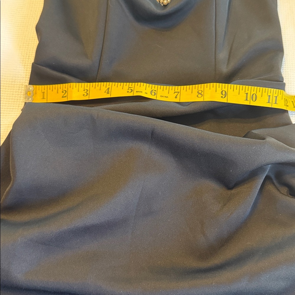 Cadyce Elegant Black Evening Gown With Faux Pearls and Rhinestones Details XS - Picture 7 of 15